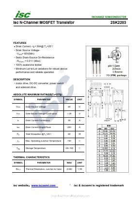 2SK2203 Datasheet PDF Inchange Semiconductor