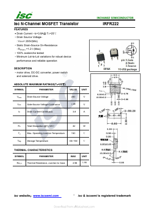 IRFR222 Datasheet PDF Inchange Semiconductor