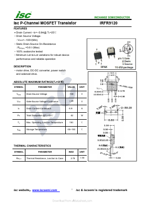 IRFR9120 Datasheet PDF Inchange Semiconductor