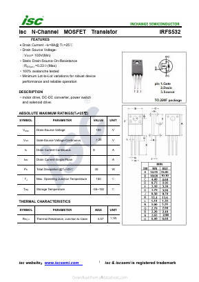 IRFS532 Datasheet PDF Inchange Semiconductor