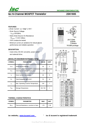 K1885 Datasheet PDF Inchange Semiconductor