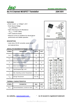 K1891 Datasheet PDF Inchange Semiconductor