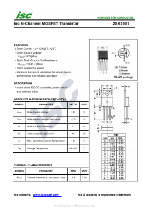 K1901 Datasheet PDF Inchange Semiconductor