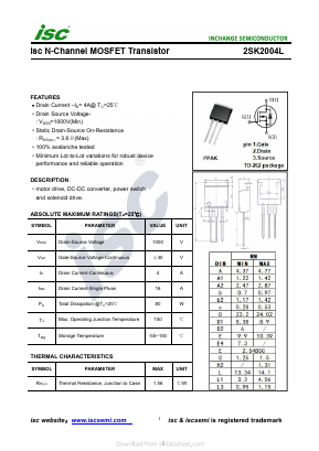 2SK2004L Datasheet PDF Inchange Semiconductor