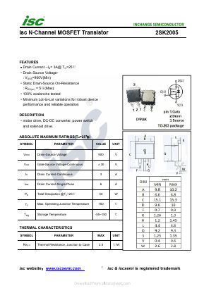 2SK2005 Datasheet PDF Inchange Semiconductor
