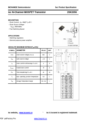 K2056 Datasheet PDF Inchange Semiconductor