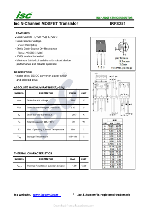 IRFS251 Datasheet PDF Inchange Semiconductor