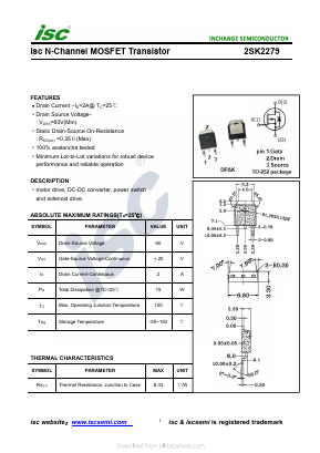 2SK2279 Datasheet PDF Inchange Semiconductor