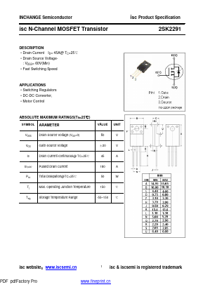 2SK2291 Datasheet PDF Inchange Semiconductor