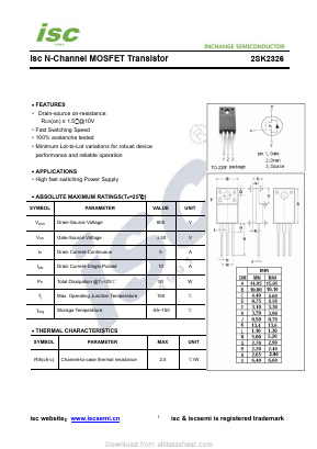 2SK2326 Datasheet PDF Inchange Semiconductor
