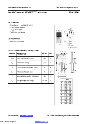 2SK2386 Datasheet PDF Inchange Semiconductor