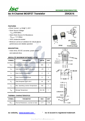 2SK2616 Datasheet PDF Inchange Semiconductor