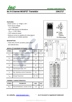 2SK2727 Datasheet PDF Inchange Semiconductor