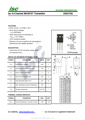 2SK2766 Datasheet PDF Inchange Semiconductor