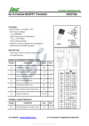 2SK2768L Datasheet PDF Inchange Semiconductor