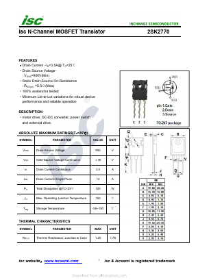2SK2770 Datasheet PDF Inchange Semiconductor