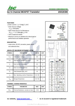 K2838K Datasheet PDF Inchange Semiconductor