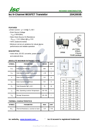 2SK2883B Datasheet PDF Inchange Semiconductor