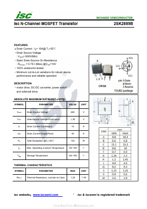2SK2889B Datasheet PDF Inchange Semiconductor