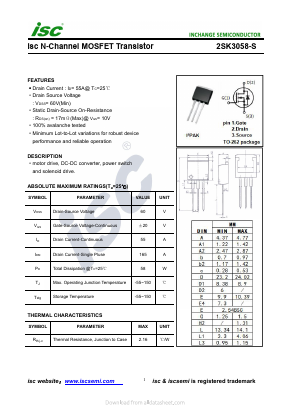 K3058-S Datasheet PDF Inchange Semiconductor