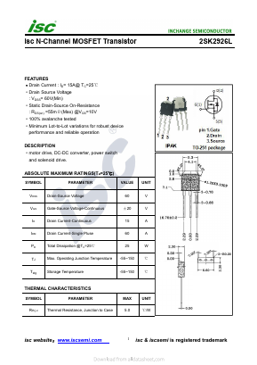 2SK2926L Datasheet PDF Inchange Semiconductor