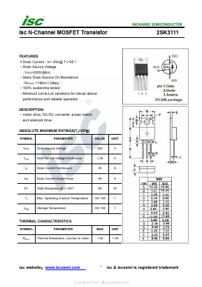 2SK3111 Datasheet PDF Inchange Semiconductor