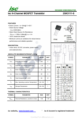 2SK3111-S Datasheet PDF Inchange Semiconductor