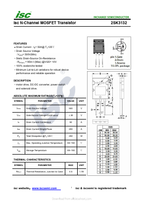 K3132 Datasheet PDF Inchange Semiconductor