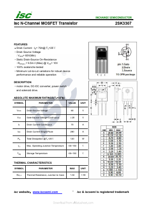 2SK3307 Datasheet PDF Inchange Semiconductor