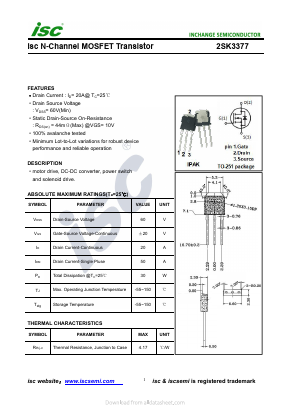 K3377 Datasheet PDF Inchange Semiconductor