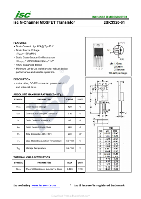 2SK3920-01 Datasheet PDF Inchange Semiconductor