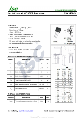 K3430-S Datasheet PDF Inchange Semiconductor