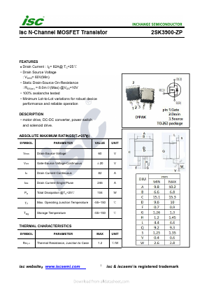 2SK3900-ZP Datasheet PDF Inchange Semiconductor