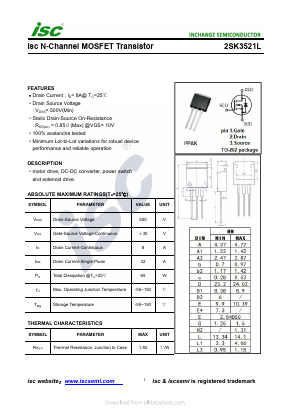 K3521L Datasheet PDF Inchange Semiconductor