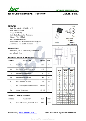 2SK3872-01L Datasheet PDF Inchange Semiconductor