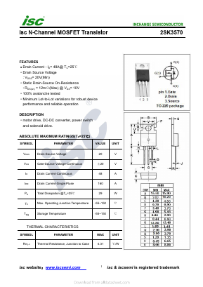 K3570 Datasheet PDF Inchange Semiconductor