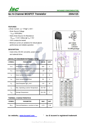 K4125 Datasheet PDF Inchange Semiconductor