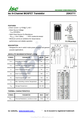 2SK3711 Datasheet PDF Inchange Semiconductor