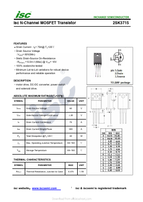 2SK3715 Datasheet PDF Inchange Semiconductor