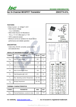 2SK3774-01L Datasheet PDF Inchange Semiconductor