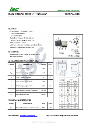 2SK3774-01S Datasheet PDF Inchange Semiconductor