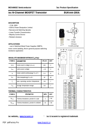 BUK444-220A Datasheet PDF Inchange Semiconductor