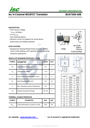 BUK7608-40B Datasheet PDF Inchange Semiconductor