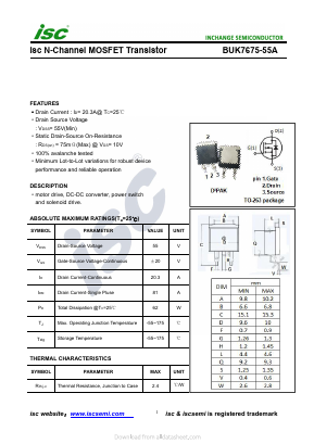 BUK7675-55A Datasheet PDF Inchange Semiconductor