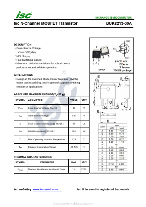 BUK6213-30A Datasheet PDF Inchange Semiconductor