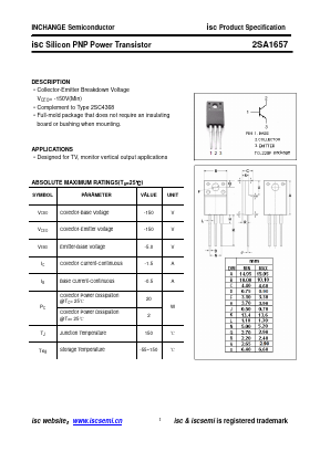 2SA1657 Datasheet PDF Inchange Semiconductor