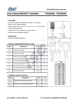 TK5A60W Datasheet PDF Inchange Semiconductor