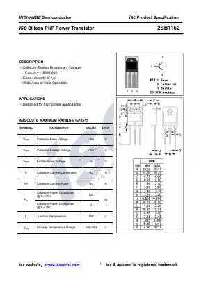 2SB1152 Datasheet PDF Inchange Semiconductor