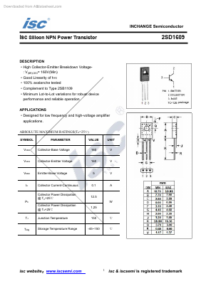 2SD1609 Datasheet PDF Inchange Semiconductor