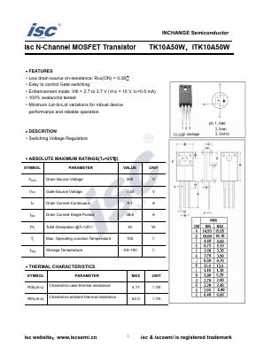 TK10A50W Datasheet PDF Inchange Semiconductor